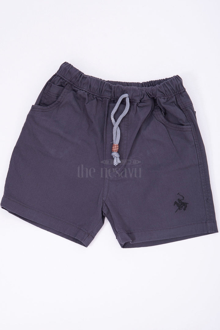 The Nesavu Boys Shorts Modern Grey Kids Shorts with Drawstring Nesavu 16 (1Y) / Blue BWS008C-16 Modern Grey Kids Shorts with Drawstring - Durable and Stylish
