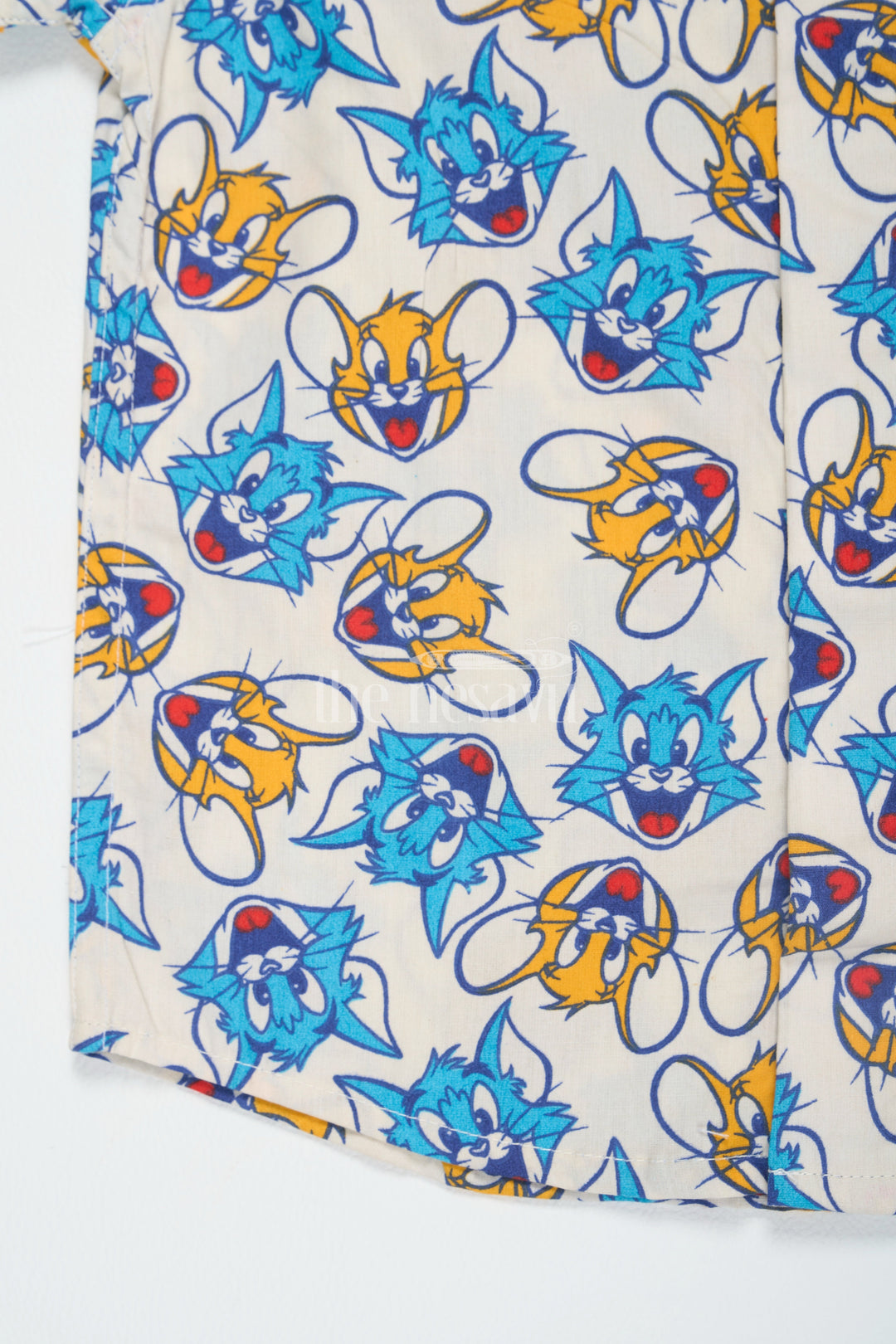 The Nesavu Boys Cotton Shirt Multicolor Boys Cotton Jeans Shirt with Fun Cartoon Print Half Sleeves Comfortable Fit Nesavu Multicolor Boys Cotton Cartoon Print Jeans Shirt Nesavu Playful Half Sleeves Comfortable Wear