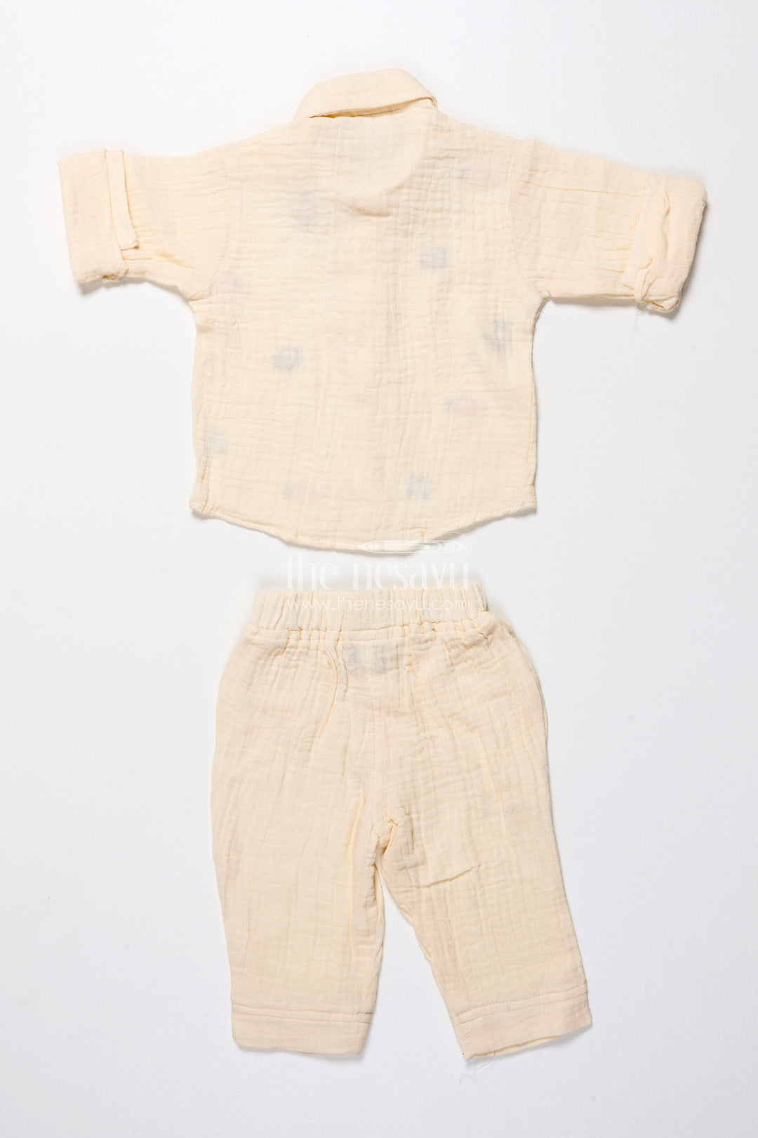 The Nesavu Boys Casual Set Muslin Cotton Casual Outfit for Toddler Boys with Embroidery Details Nesavu Nesavu muslin cotton toddler boys outfit embroidery casual ethnic occasions