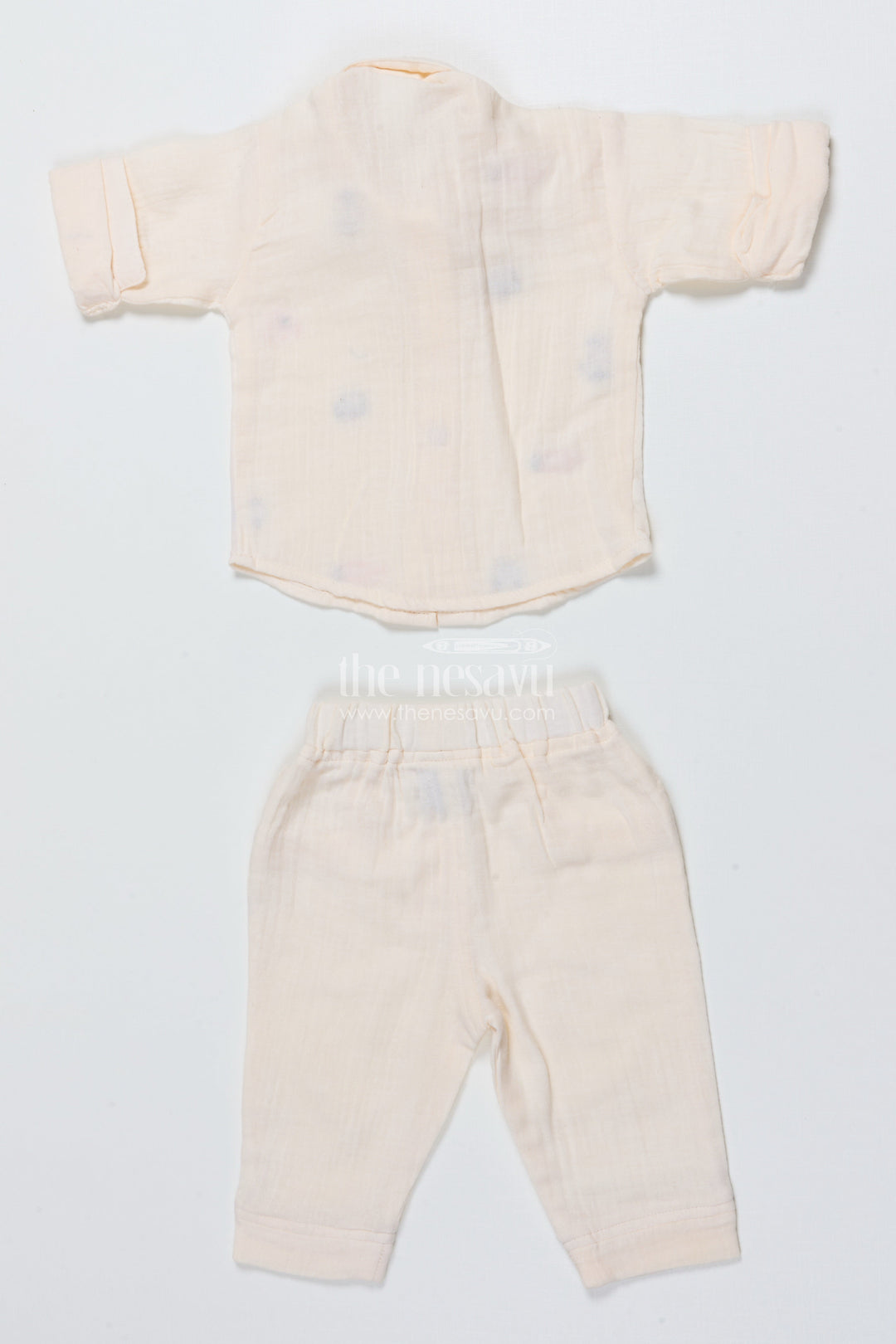 The Nesavu Boys Casual Set Muslin Cotton Casual Outfit for Toddler Boys with Embroidery Details Nesavu Nesavu muslin cotton toddler boys outfit embroidery casual ethnic occasions
