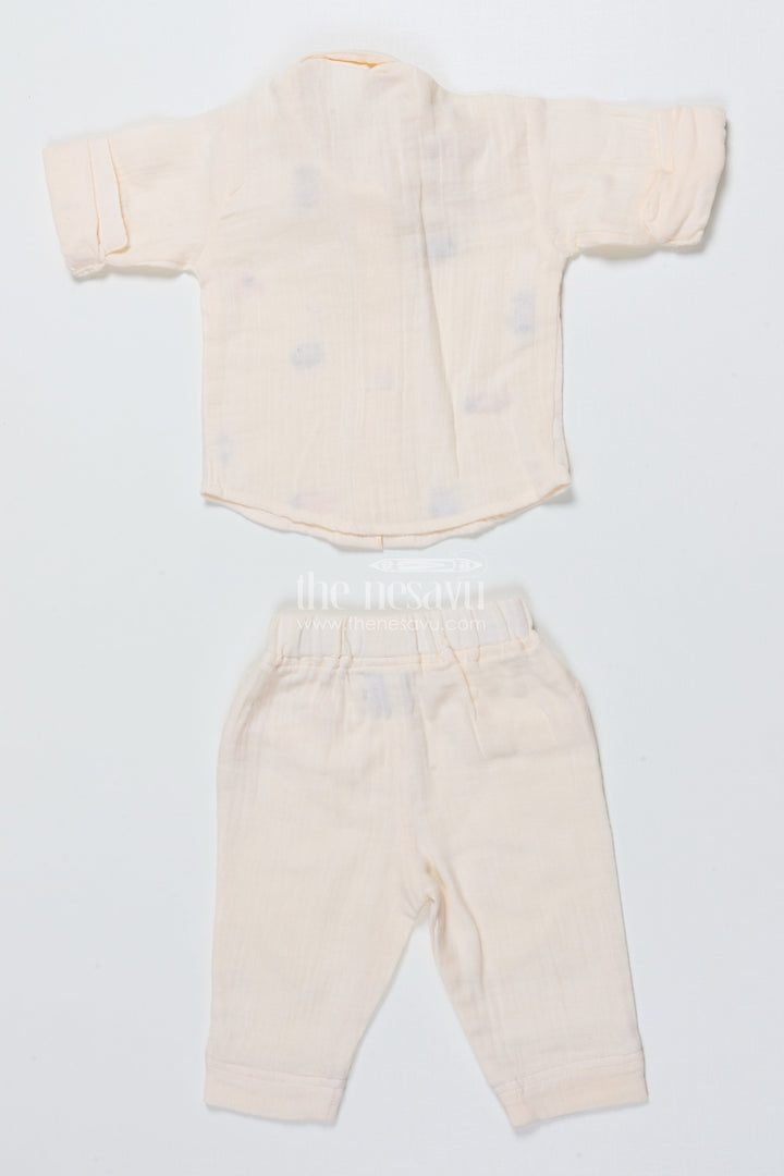The Nesavu Boys Casual Set Muslin Cotton Casual Outfit for Toddler Boys with Embroidery Details Nesavu Nesavu muslin cotton toddler boys outfit embroidery casual ethnic occasions
