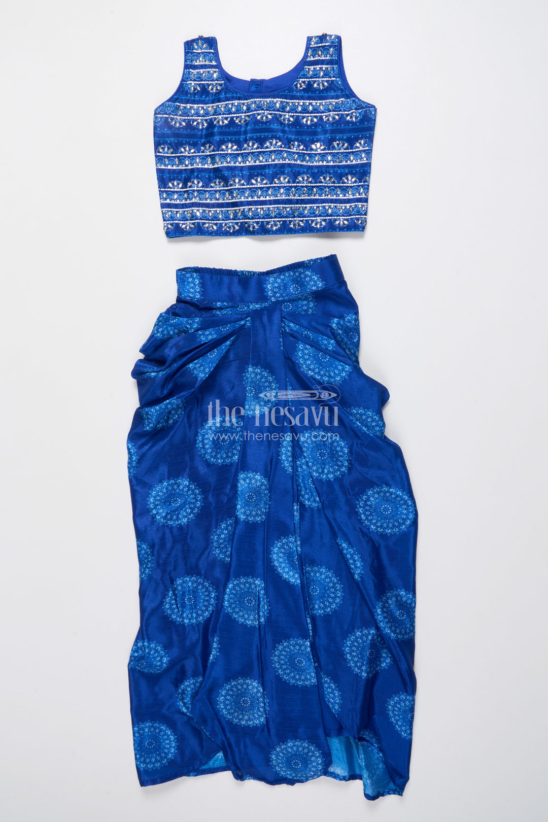 The Nesavu Girls Lehenga Choli Muslin Silk Lehenga Choli for Girls with Digital Print for Ethnic Day and Parties Nesavu 24 (5Y) / Blue GL730A-24 Nesavu muslin silk lehenga choli girls digital print perfect ethnic day festive wear