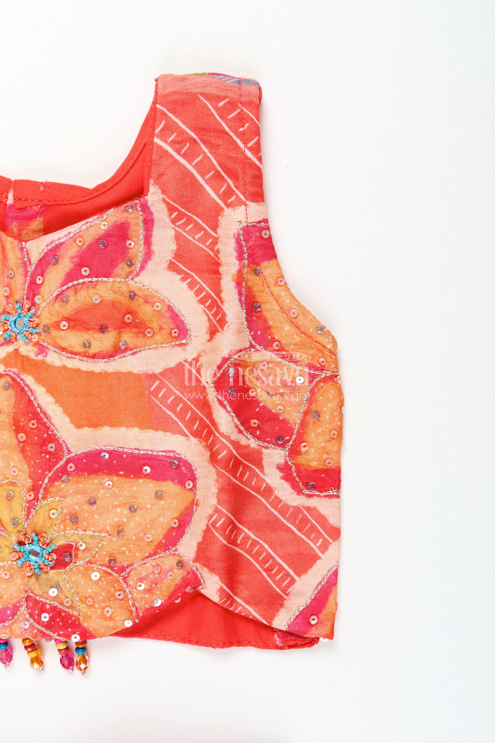 The Nesavu Girls Lehenga Choli Muslin Silk Lehenga Choli for Girls with Vibrant Print for Festive Dressing Nesavu Nesavu girls festive lehenga choli printed muslin silk  perfect birthdays cultural functions