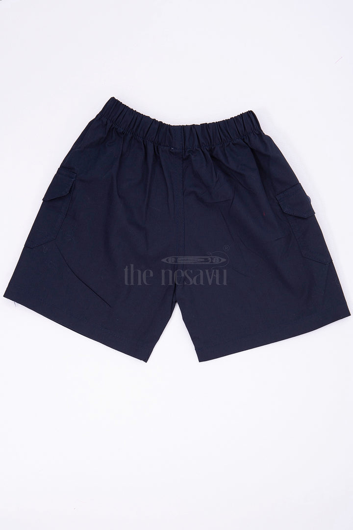 The Nesavu Boys Shorts Navy Boys Pure Cotton Bermuda Shorts with Elastic Waist Nesavu The Nesavu Navy Boys Pure Cotton Bermuda Shorts - Elastic Waist & Casual Style