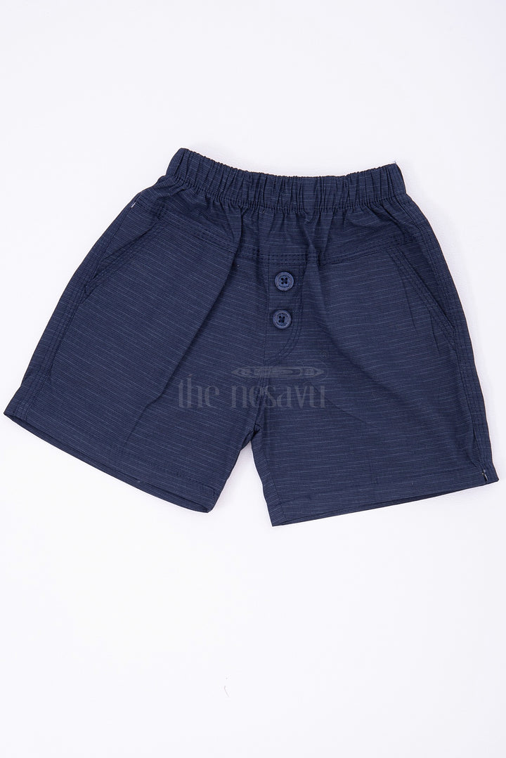 The Nesavu Boys Shorts Navy Cotton Bermuda Shorts for Boys Nesavu 16 (1Y) / Blue BWS003E-16 Navy Cotton Bermuda Shorts for Boys with Elastic Waist