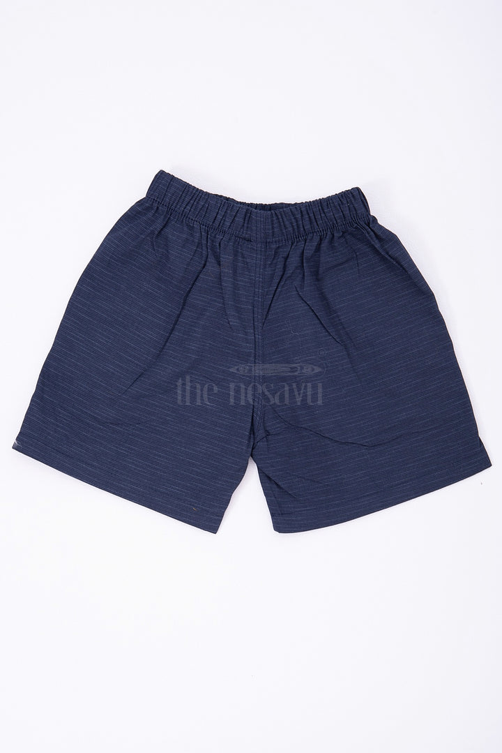 The Nesavu Boys Shorts Navy Cotton Bermuda Shorts for Boys Nesavu Navy Cotton Bermuda Shorts for Boys with Elastic Waist