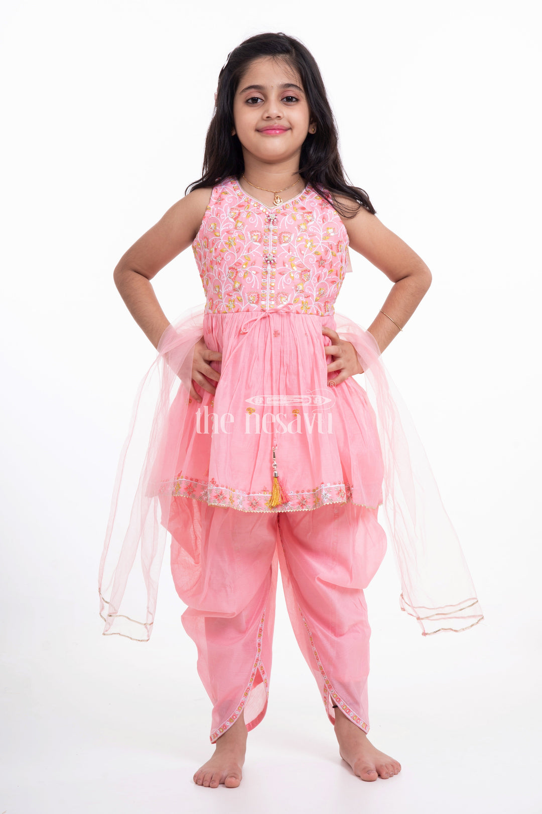 The Nesavu Girls Dothi Sets Nesavu Chanderi Girls Dothi Suit Party Wear Diwali and Navratri Special Nesavu Chanderi Girls Dothi Suit Party Wear Diwali and Navratri Special | The Nesavu