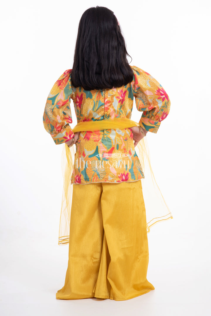 The Nesavu Girls Sharara / Plazo Set Nesavu Chinon Long Dress Indian Style with Plazo for Girls Dussehra Special Nesavu Chinon Long Dress Indian Style with Plazo for Girls Dussehra Special | The Nesavu