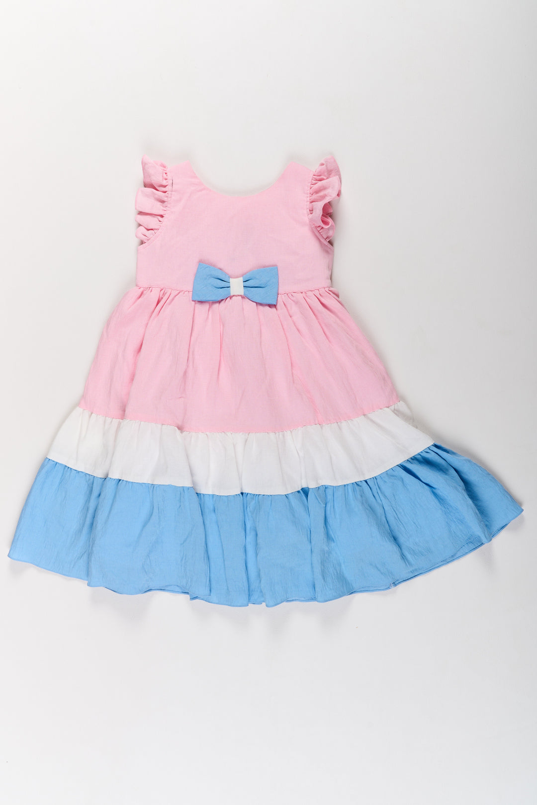 The Nesavu Girls Fancy Frock Nesavu Fancy Casual Dresses for Girls with Ruffled Sleeves and Tiered Pastel Design Nesavu 20 (3Y) / Pink GFC1498A-20 Fancy Casual Dresses Girls Ruffled Sleeves Tiered Pastel Design | The Nesavu