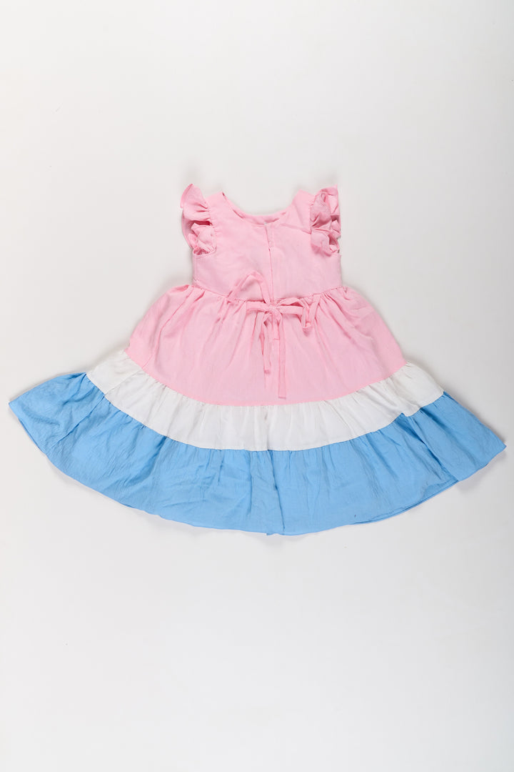 The Nesavu Girls Fancy Frock Nesavu Fancy Casual Dresses for Girls with Ruffled Sleeves and Tiered Pastel Design Nesavu Fancy Casual Dresses Girls Ruffled Sleeves Tiered Pastel Design | The Nesavu