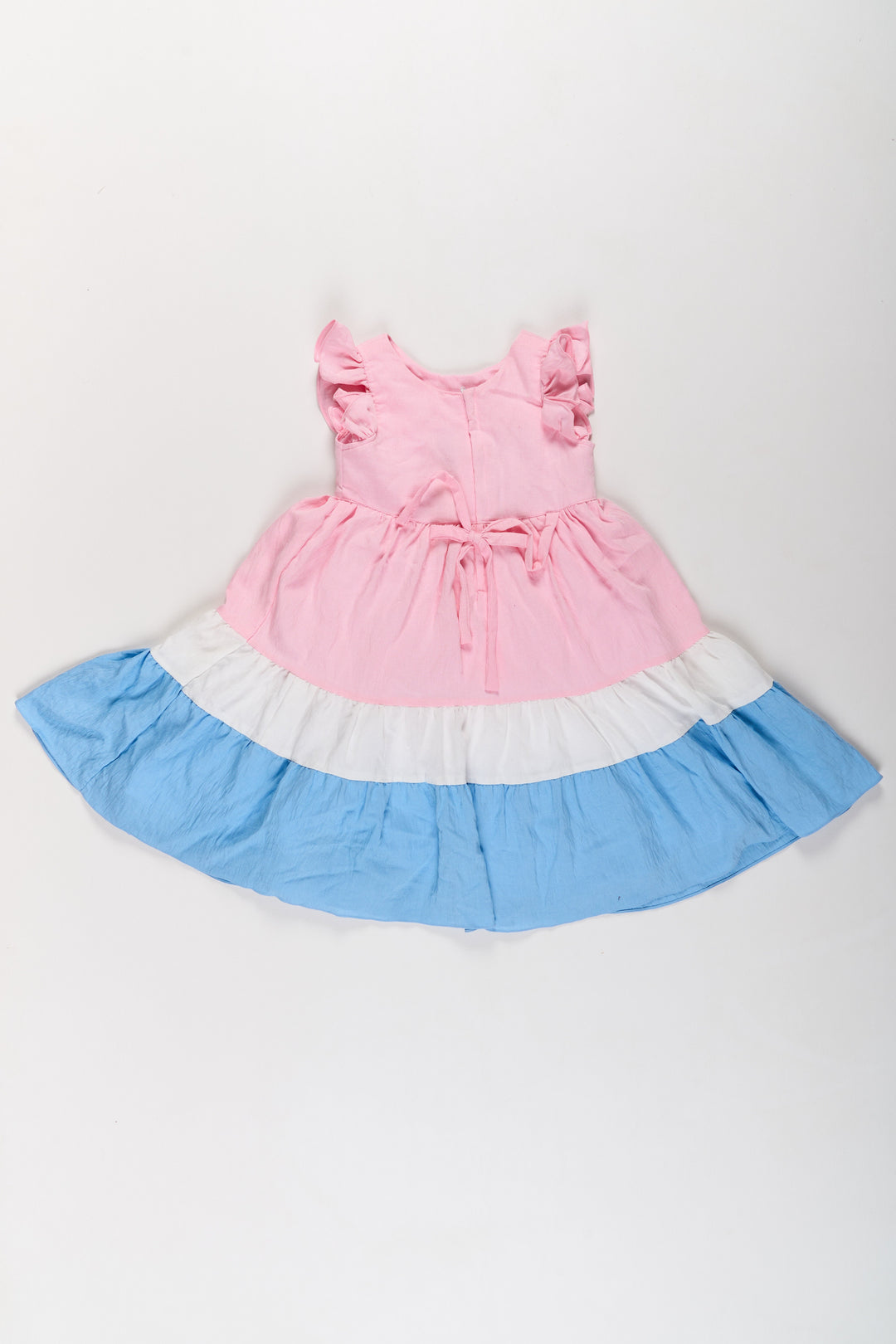 The Nesavu Girls Fancy Frock Nesavu Fancy Casual Dresses for Girls with Ruffled Sleeves and Tiered Pastel Design Nesavu Nesavu Fancy Casual Dresses Girls Ruffled Sleeves Tiered Pastel Design