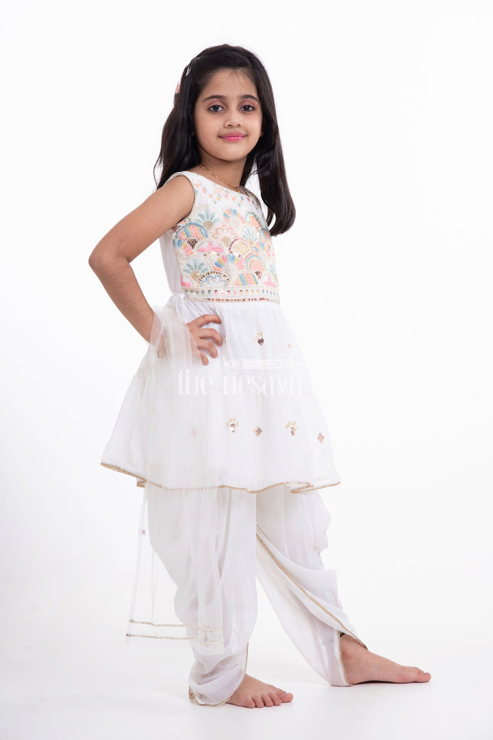 The Nesavu Girls Dothi Sets Nesavu Georgette Dothi Suit Designs for Girls Diwali and Dussehra Festive Wear Nesavu Georgette Dothi Suit Designs for Girls Diwali Festive Wear | The Nesavu