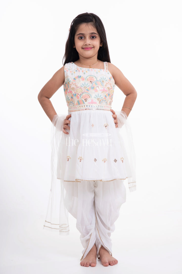 The Nesavu Girls Dothi Sets Nesavu Georgette Dothi Suit Designs for Girls Diwali and Dussehra Festive Wear Nesavu Georgette Dothi Suit Designs for Girls Diwali Festive Wear | The Nesavu