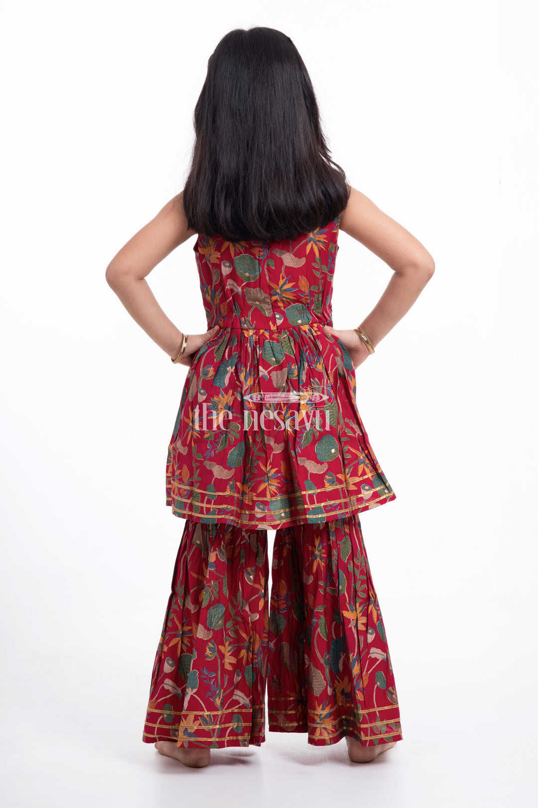The Nesavu Girls Sharara / Plazo Set Nesavu Modal Silk Printed Ethnic Indian Wear for Girls Diwali and Navratri Special Nesavu Modal Silk Ethnic Indian Wear for Girls Diwali and Navratri Special | The Nesavu