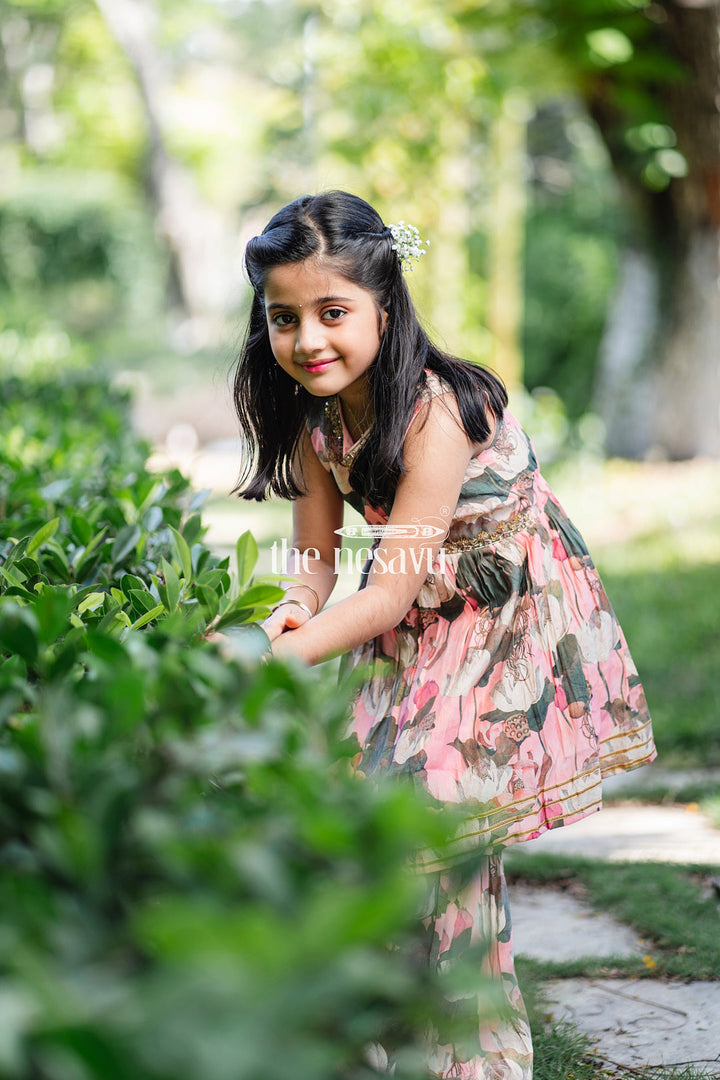 The Nesavu Girls Sharara / Plazo Set Nesavu Modal Silk Printed Heavy Sharara Dress for Girls Durga Puja Festive Wear Nesavu Modal Silk Heavy Sharara Dress for Girls Durga Puja Festive Wear | The Nesavu