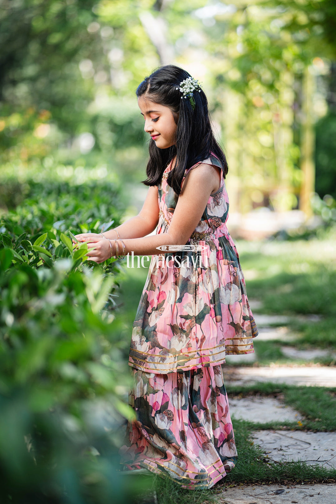 The Nesavu Girls Sharara / Plazo Set Nesavu Modal Silk Printed Heavy Sharara Dress for Girls Durga Puja Festive Wear Nesavu Modal Silk Heavy Sharara Dress for Girls Durga Puja Festive Wear | The Nesavu