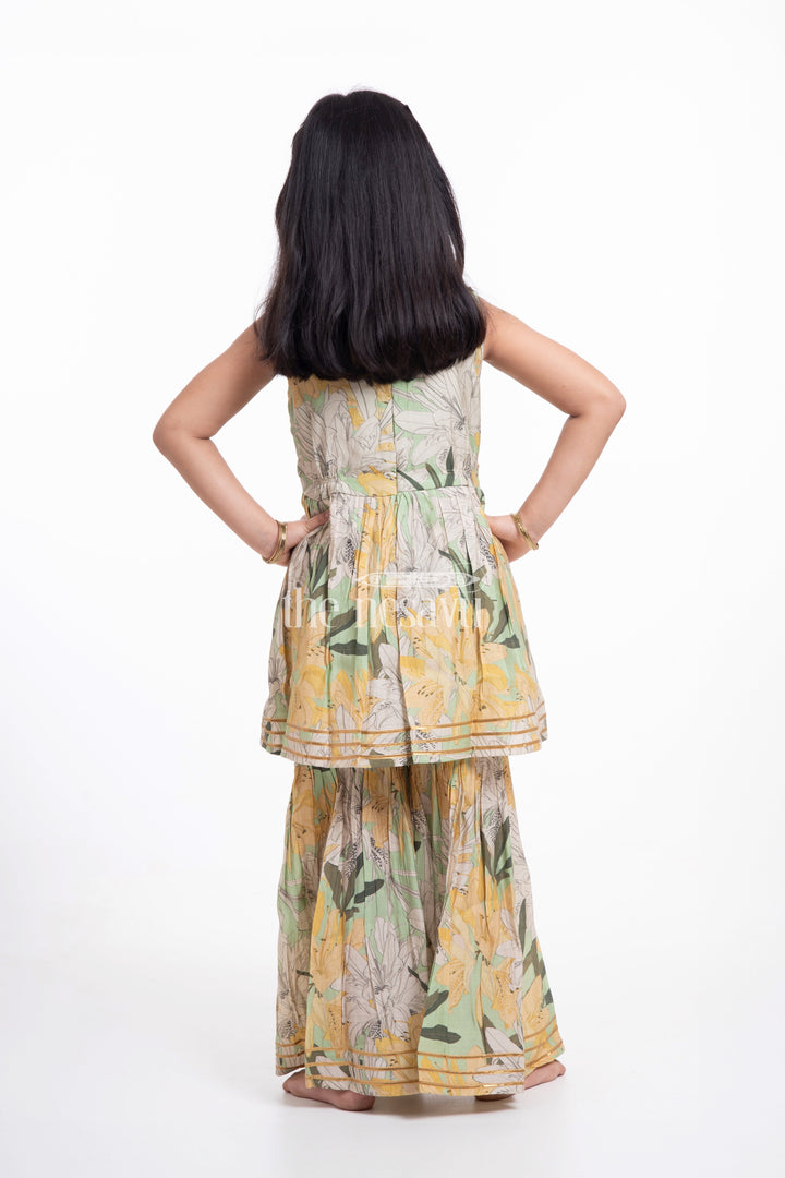 The Nesavu Girls Sharara / Plazo Set Nesavu Modal Silk Printed Sharara Choli Design for Girls Dussehra and Diwali Special Nesavu Modal Silk Sharara Choli Design for Girls Dussehra and Diwali Special | The Nesavu