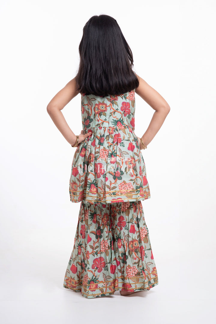 The Nesavu Girls Sharara / Plazo Set Nesavu Modal Silk Printed Sharara Dress for Girls Diwali and Dussehra Special Nesavu Modal Silk Sharara Dress for Girls Diwali and Dussehra Special | The Nesavu