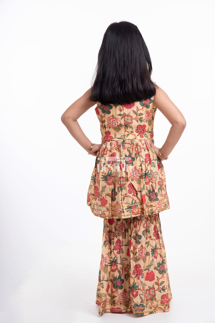 The Nesavu Girls Sharara / Plazo Set Nesavu Modal Silk Printed Sharara Dress for Girls Ganesh Chaturthi Festive Wear Nesavu Modal Silk Sharara Dress for Girls Ganesh Chaturthi Festive Wear | The Nesavu