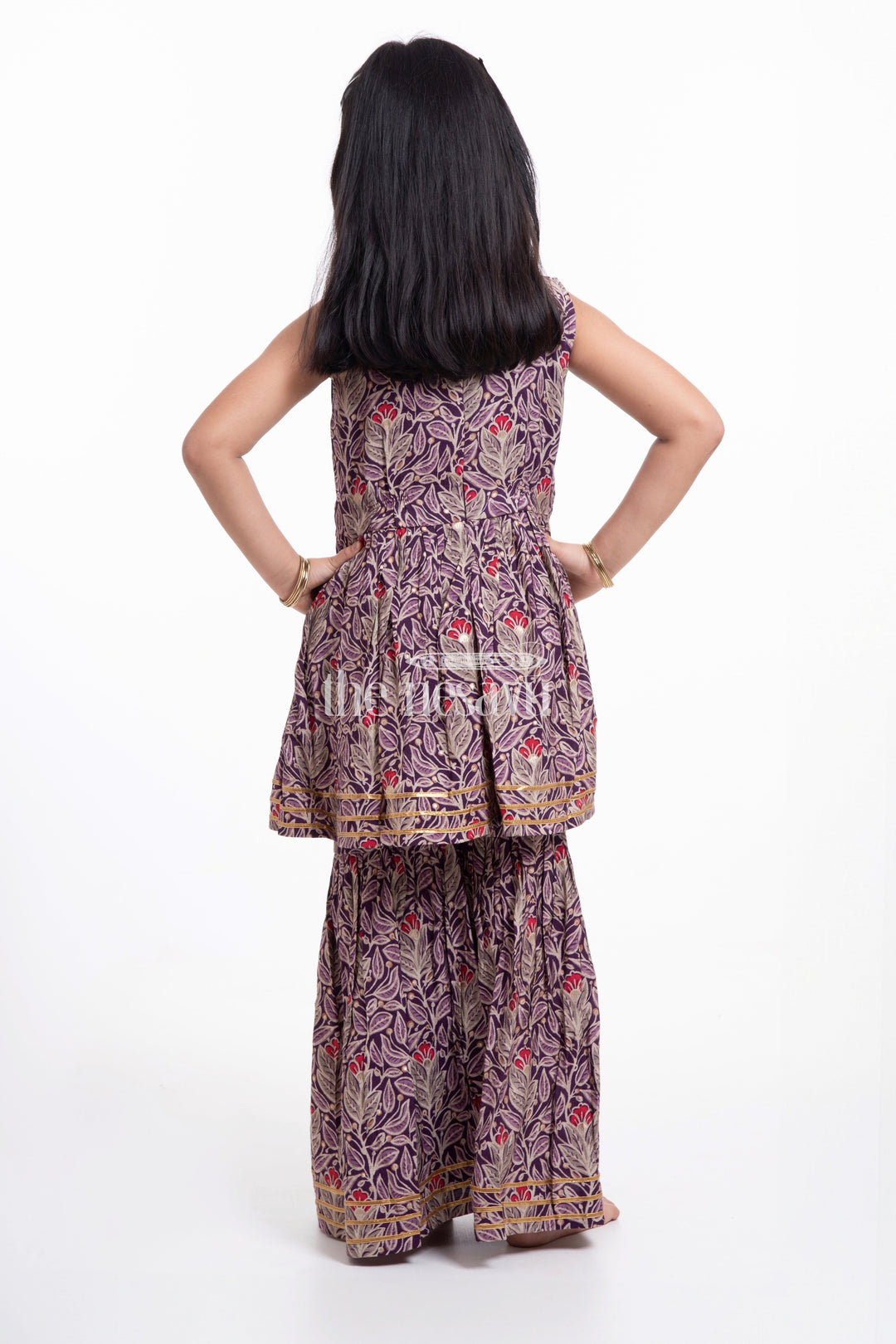 The Nesavu Girls Sharara / Plazo Set Nesavu Modal Silk Printed Sharara Gharara Dress for Girls Durga Puja Special Nesavu Modal Silk Sharara Gharara Dress for Girls Durga Puja Special | The Nesavu