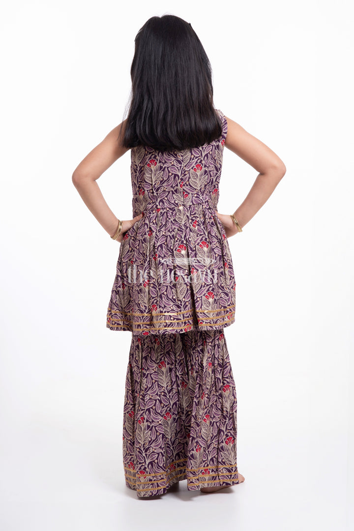 The Nesavu Girls Sharara / Plazo Set Nesavu Modal Silk Printed Sharara Gharara Dress for Girls Durga Puja Special Nesavu Modal Silk Sharara Gharara Dress for Girls Durga Puja Special | The Nesavu