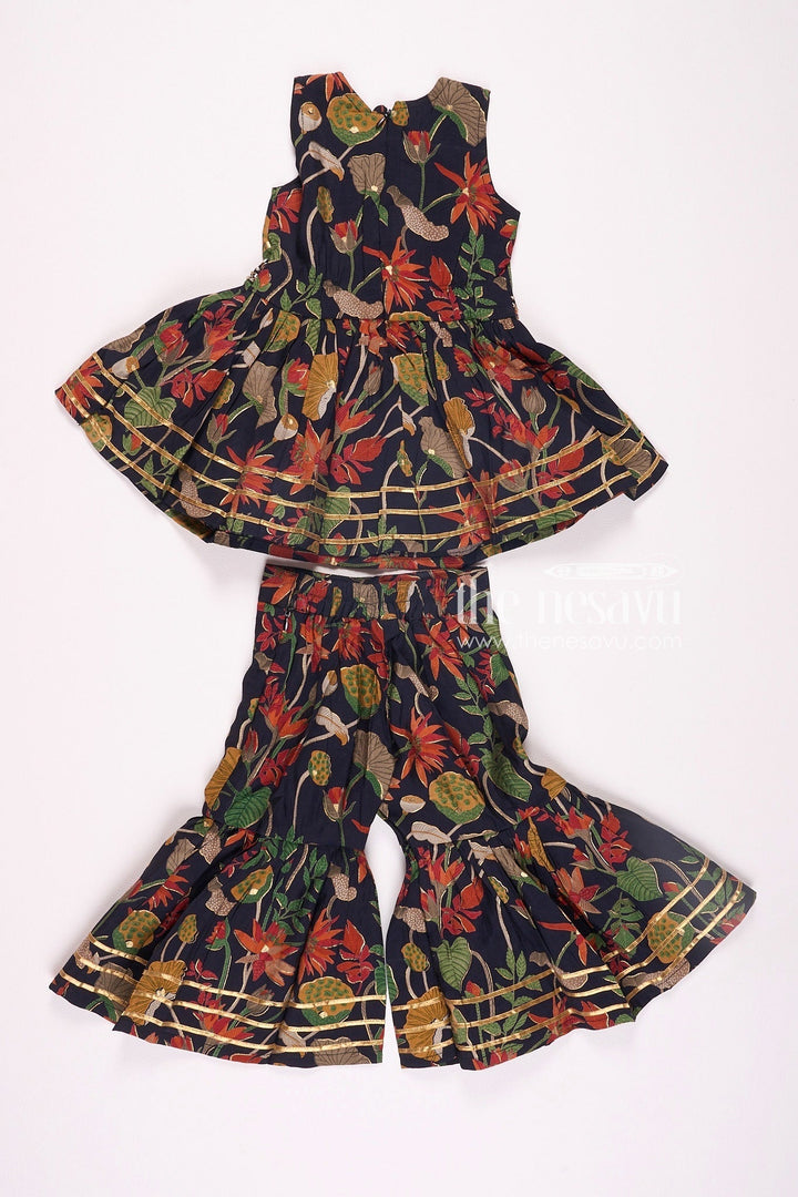 The Nesavu Girls Sharara / Plazo Set Nesavu Modal Silk Printed Sharara Plazo Dress Designs for Girls Diwali and Dussehra Special Nesavu Modal Silk Sharara Plazo Dress Designs for Girls Diwali and Dussehra Special | The Nesavu