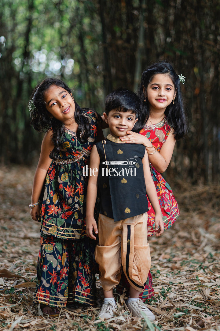 The Nesavu Girls Sharara / Plazo Set Nesavu Modal Silk Printed Sharara Plazo Dress Designs for Girls Diwali and Dussehra Special Nesavu Modal Silk Sharara Plazo Dress Designs for Girls Diwali and Dussehra Special | The Nesavu