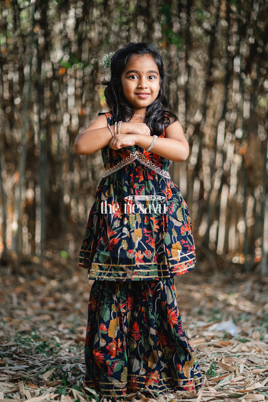 The Nesavu Girls Sharara / Plazo Set Nesavu Modal Silk Printed Sharara Plazo Dress Designs for Girls Diwali and Dussehra Special Nesavu Modal Silk Sharara Plazo Dress Designs for Girls Diwali and Dussehra Special | The Nesavu