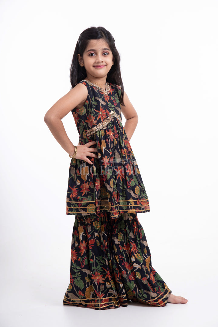 The Nesavu Girls Sharara / Plazo Set Nesavu Modal Silk Printed Sharara Plazo Dress Designs for Girls Diwali and Dussehra Special Nesavu Nesavu Modal Silk Sharara Plazo Dress Designs for Girls | Diwali and Dussehra Special