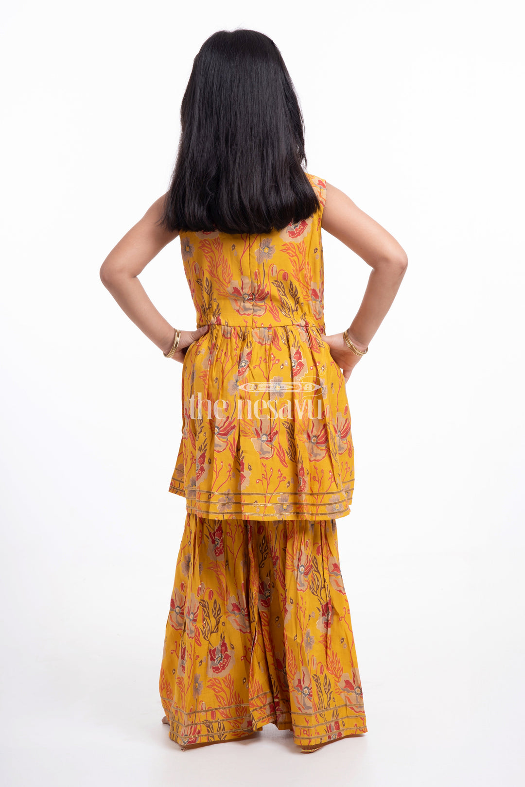 The Nesavu Girls Sharara / Plazo Set Nesavu Modal Silk Printed Sharara Plazo Dress for Girls Ganesh Chaturthi Special Nesavu Modal Silk Sharara Plazo Dress for Girls Ganesh Chaturthi Special | The Nesavu