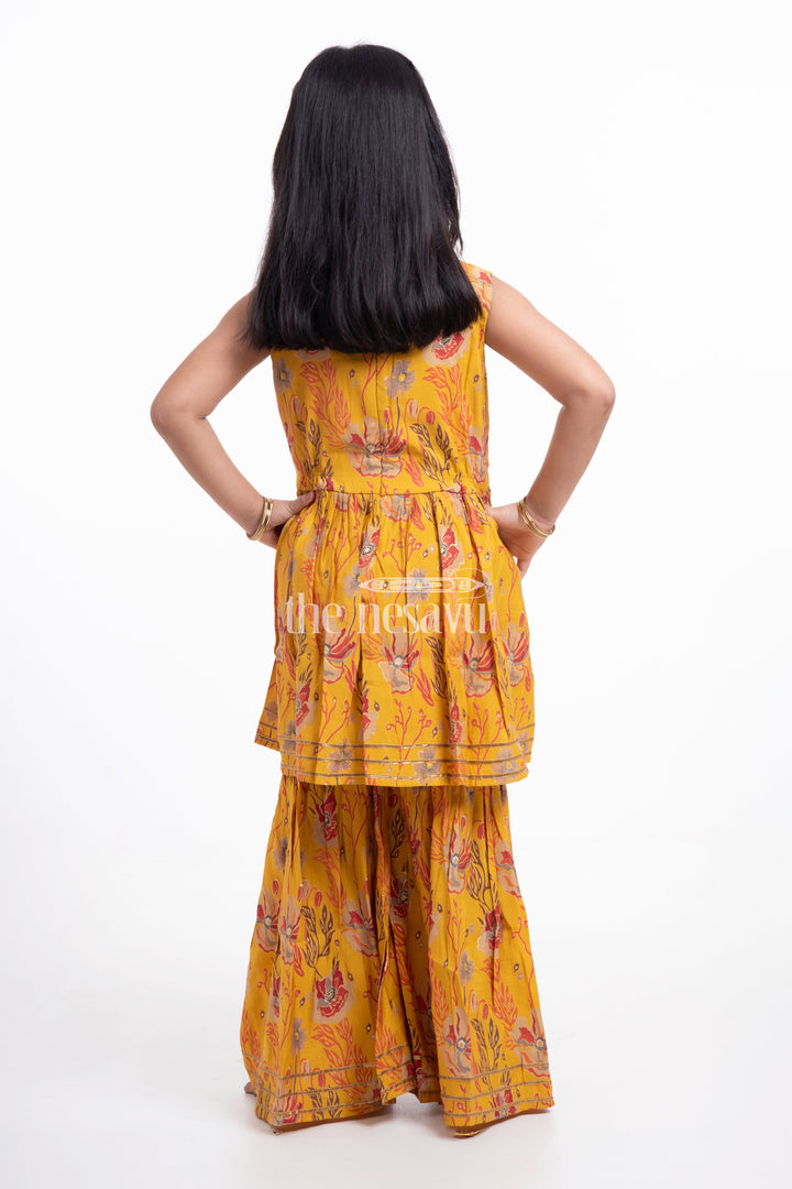 The Nesavu Girls Sharara / Plazo Set Nesavu Modal Silk Printed Sharara Plazo Dress for Girls Ganesh Chaturthi Special Nesavu Modal Silk Sharara Plazo Dress for Girls Ganesh Chaturthi Special | The Nesavu