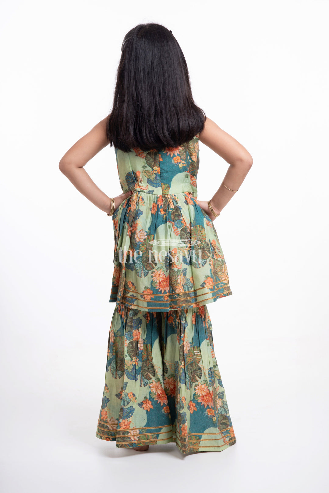 The Nesavu Girls Sharara / Plazo Set Nesavu Modal Silk Printed Sharara Plazo Party Wear Dress for Girls Navratri Special Nesavu Modal Silk Sharara Plazo Party Wear Dress for Girls Navratri Special | The Nesavu