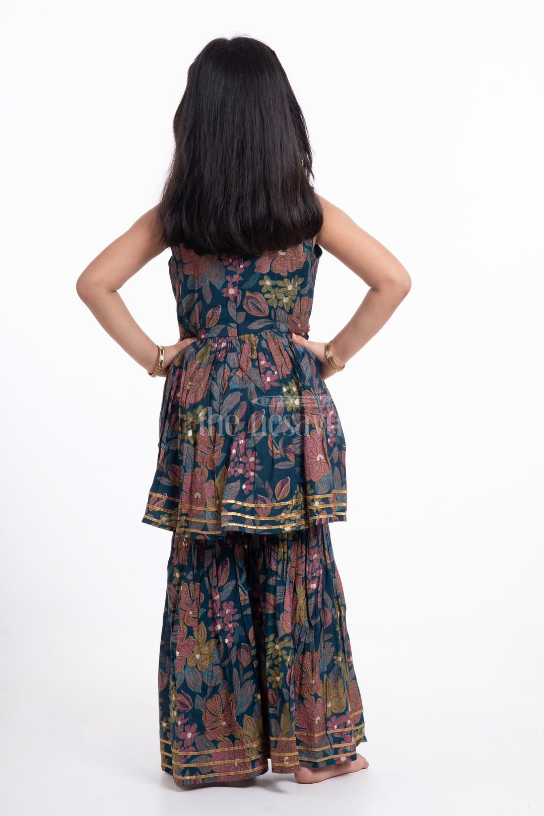 The Nesavu Girls Sharara / Plazo Set Nesavu Modal Silk Printed Sharara Plazo Top Dress for Girls Navratri Festive Wear Nesavu Modal Silk Sharara Plazo Top Dress for Girls Navratri Festive Wear | The Nesavu