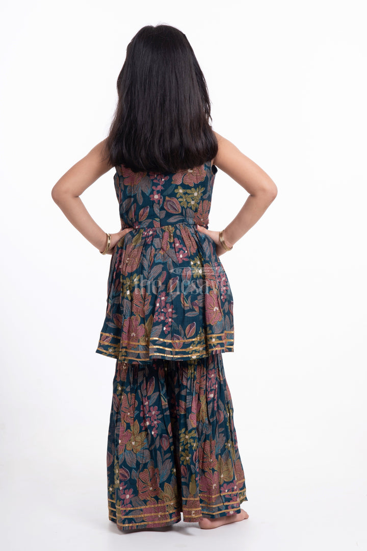 The Nesavu Girls Sharara / Plazo Set Nesavu Modal Silk Printed Sharara Plazo Top Dress for Girls Navratri Festive Wear Nesavu Modal Silk Sharara Plazo Top Dress for Girls Navratri Festive Wear | The Nesavu