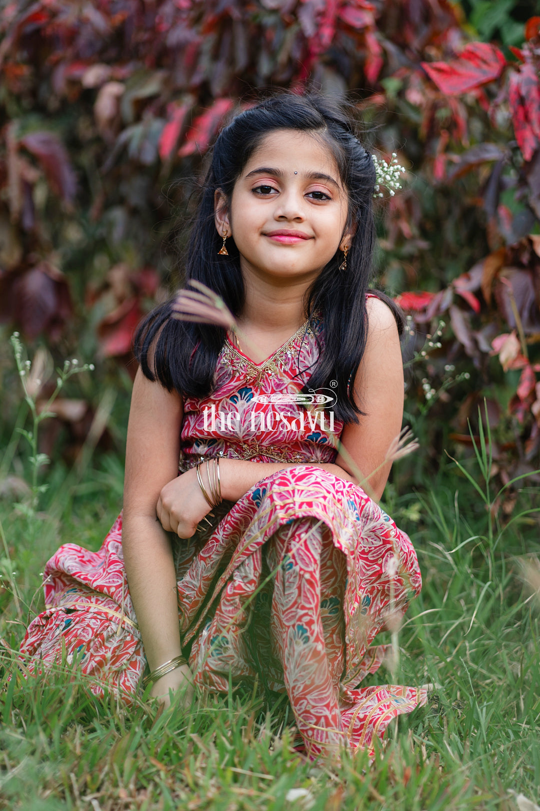 The Nesavu Girls Sharara / Plazo Set Nesavu Modal Silk Printed Sharara Set for Girls Diwali Special Hand Embroidered Dress Nesavu Modal Silk Sharara Set for Girls Diwali Special Hand Embroidered Dress | The Nesavu