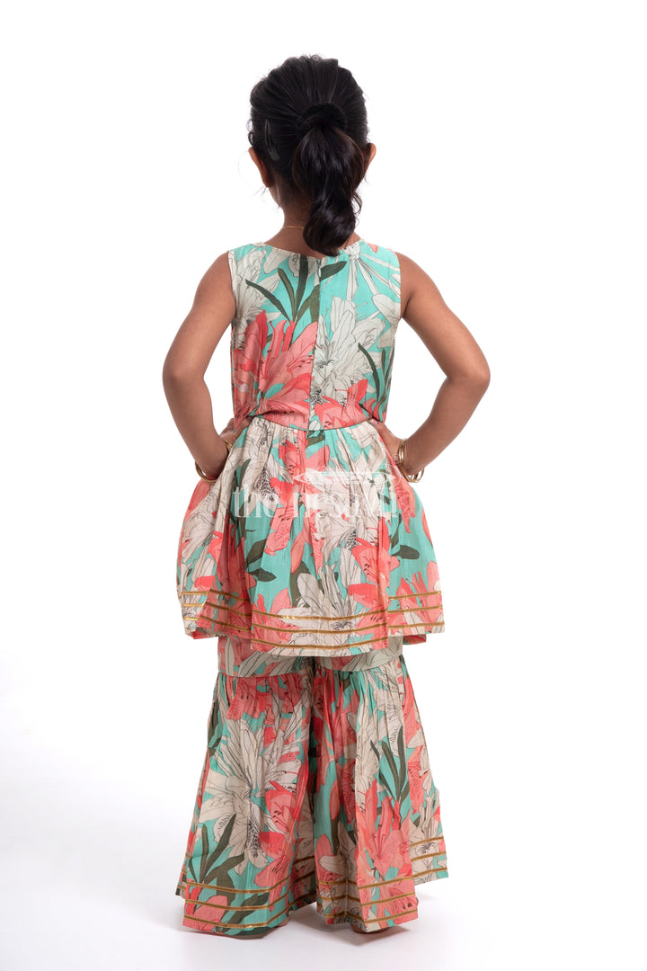 The Nesavu Girls Sharara / Plazo Set Nesavu Modal Silk Printed Sharara Suit Party Wear for Girls Navratri Festive Outfit Nesavu Modal Silk Sharara Suit Party Wear for Girls Navratri Festive Outfit | The Nesavu