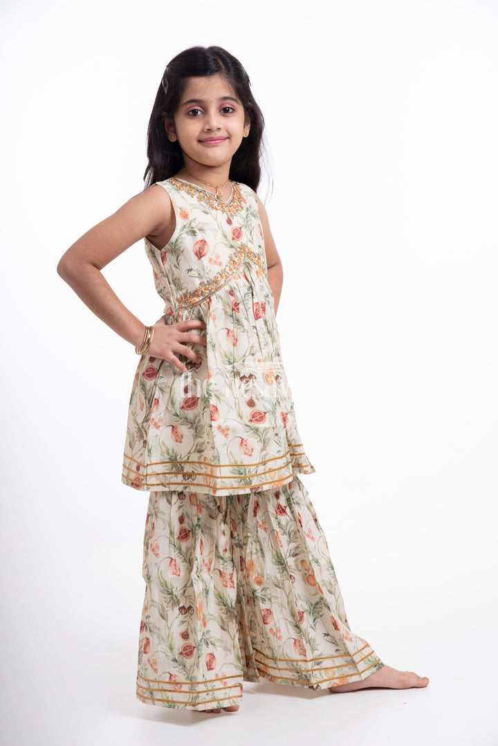 The Nesavu Girls Sharara / Plazo Set Nesavu Modal Silk Traditional Kurti Sharara for Kids Diwali and Dussehra Special Outfit Nesavu Nesavu Modal Silk Traditional Kurti Sharara for Kids | Diwali and Dussehra Special