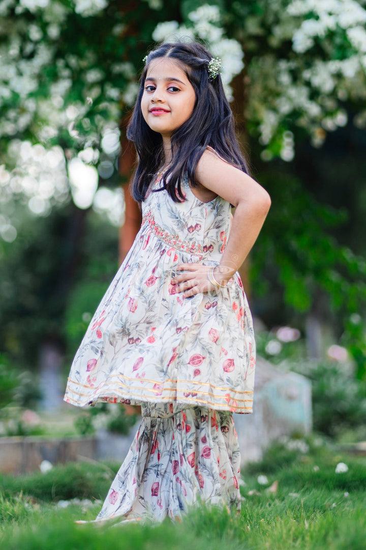 The Nesavu Girls Sharara / Plazo Set Nesavu Modal Silk Traditional Kurti Sharara for Kids Diwali and Dussehra Special Outfit Nesavu Nesavu Modal Silk Traditional Kurti Sharara for Kids | Diwali and Dussehra Special