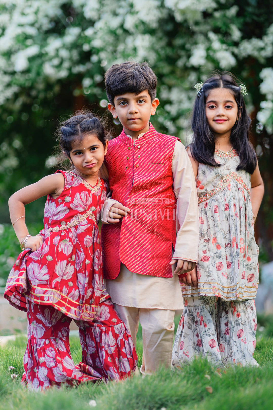 The Nesavu Girls Sharara / Plazo Set Nesavu Modal Silk Traditional Kurti Sharara for Kids Diwali and Dussehra Special Outfit Nesavu Nesavu Modal Silk Traditional Kurti Sharara for Kids | Diwali and Dussehra Special