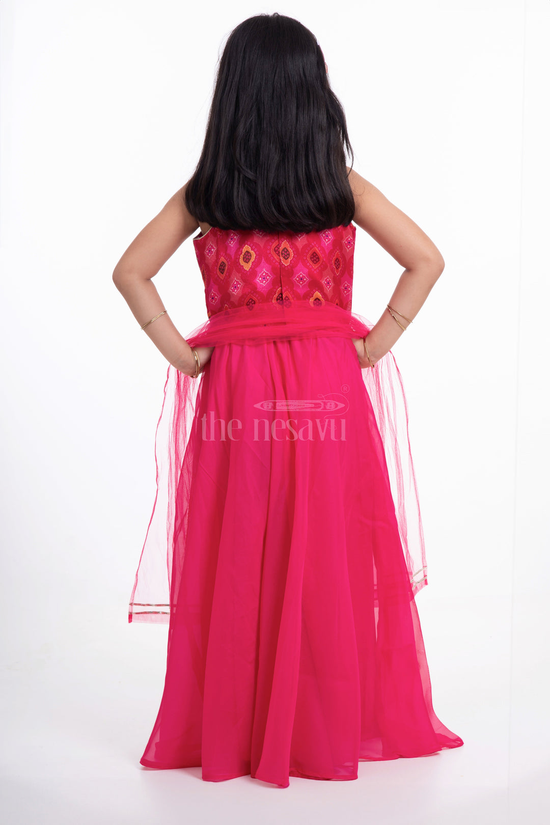 The Nesavu Girls Sharara / Plazo Set Nesavu Pure Georgette Crop Top with Plazo Set for Girls Navratri and Diwali Special Nesavu Pure Georgette Crop Top with Plazo Set for Girls Navratri and Diwali Special | The Nesavu