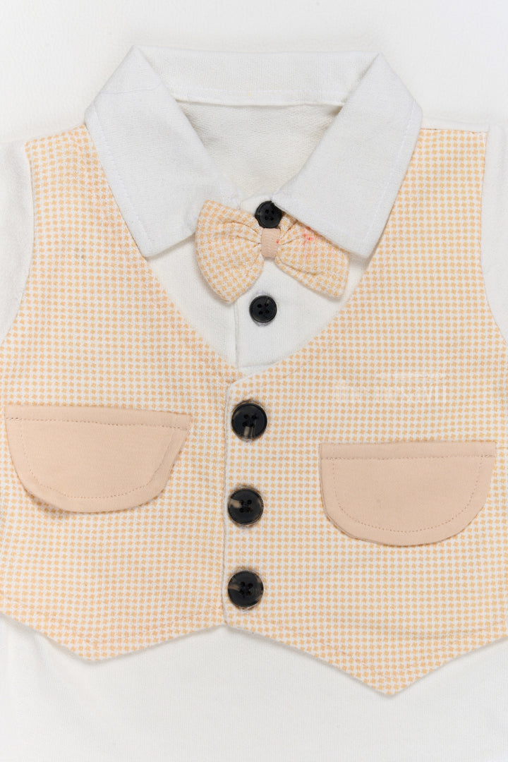 The Nesavu Baby Casual Sets New Born Clothes On Sale Cotton Two-Piece Beige Outfit with Bowtie and Shorts Nesavu New Born Clothes Sale Cotton Two-Piece Outfit Bowtie Beige Shorts | The Nesavu