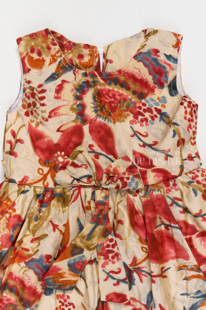 The Nesavu Girls Cotton Frock New Dress Frock Design with Multicolor Floral Prints for Stylish Little Girls Nesavu New Dress Frock Design Multicolor Floral Prints Girls | The Nesavu
