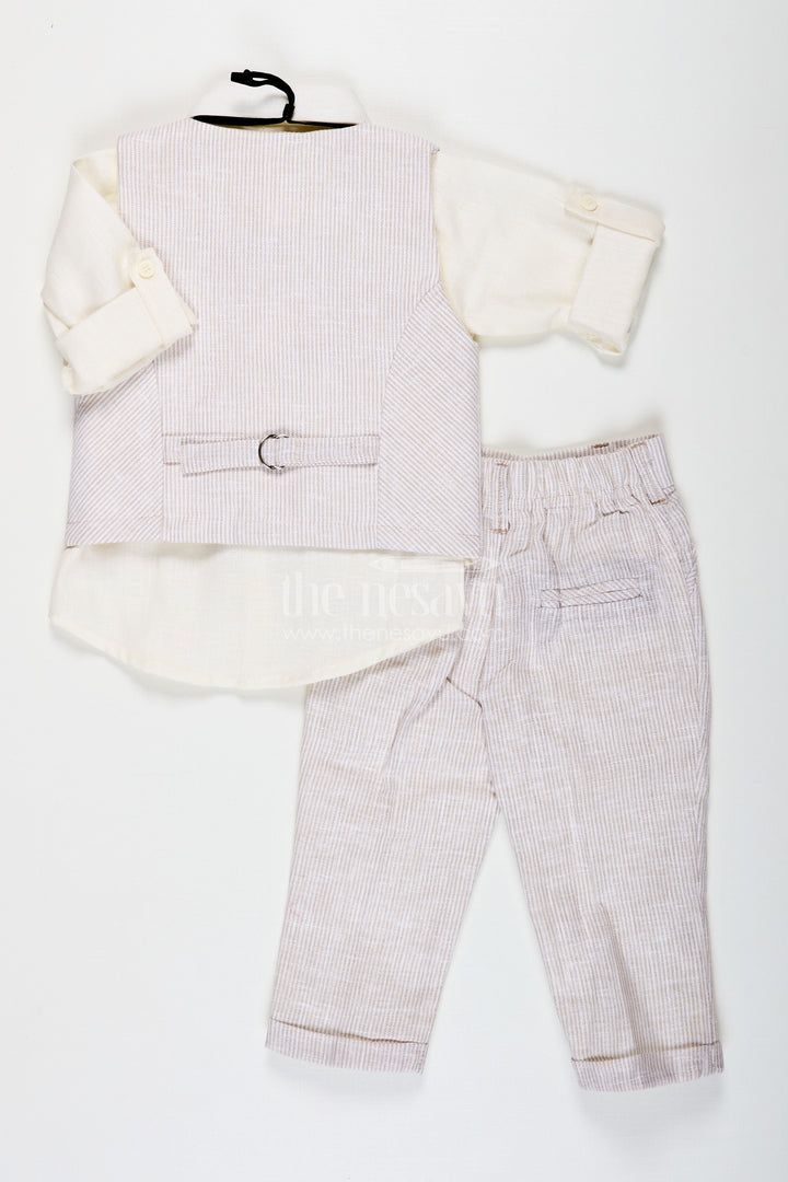 The Nesavu Boys Jacket Sets New Fashion Shirt Set for Boys with Cotton Animal Print Jacket and Coordinated Striped Bottoms Nesavu New Fashion Shirt Boys Set with Animal Digital Print Jacket and Soft Cotton Striped Fabric | The Nesavu