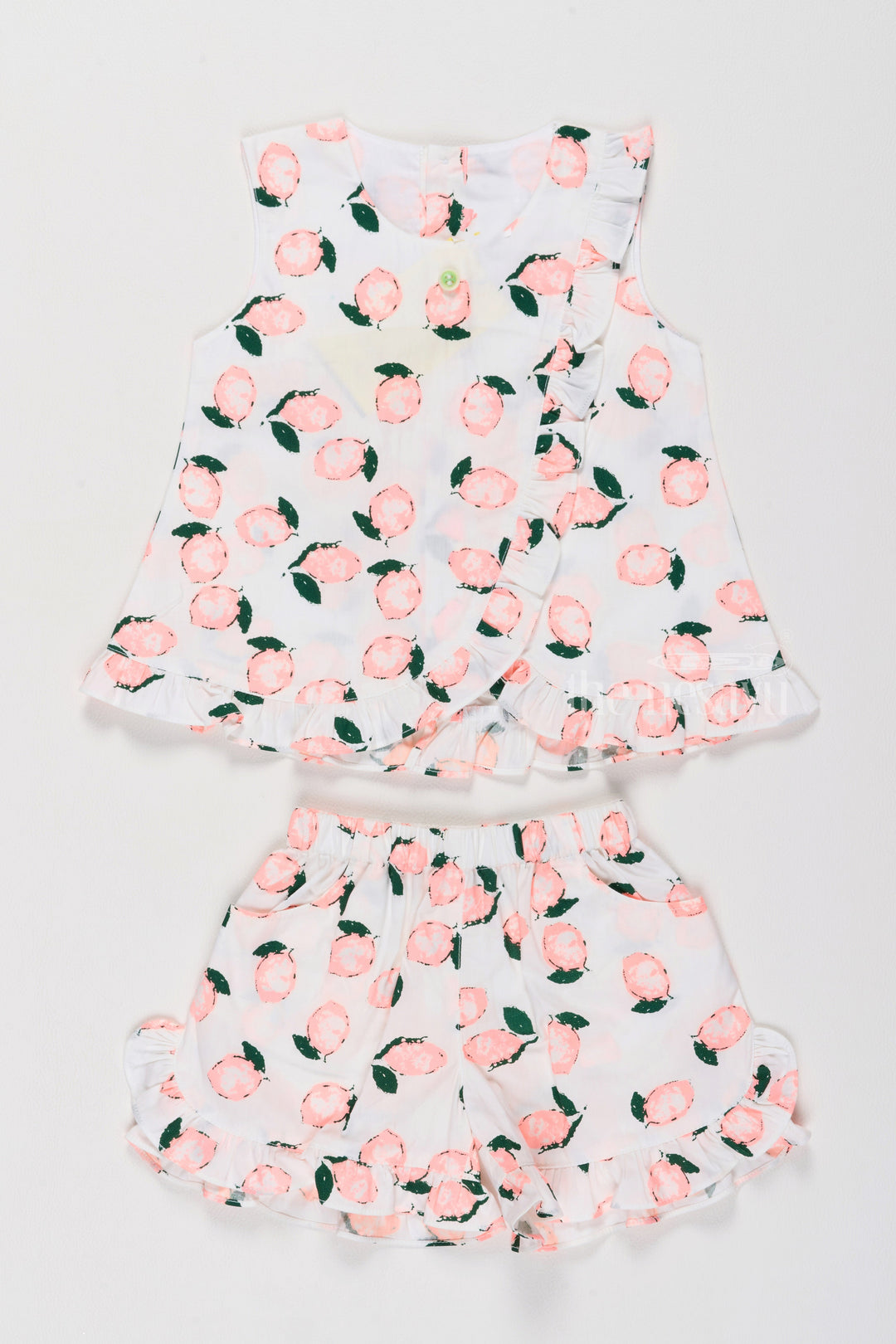 The Nesavu Baby Casual Sets Newborn Baby Clothing with Delicate Peach Orange Print Baby Casual Set Nesavu 12 (3M) / Peach BFJ709B-12 Comfortable Newborn Baby Clothing Set Peach Orange Print | The Nesavu