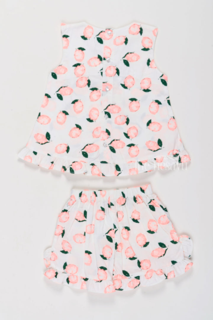 The Nesavu Baby Casual Sets Newborn Baby Clothing with Delicate Peach Orange Print Baby Casual Set Nesavu Comfortable Newborn Baby Clothing Set Peach Orange Print | The Nesavu