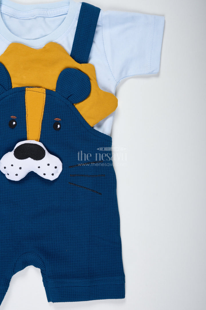 The Nesavu Boys Casual Set Newborn Bear Outfit for Boys in Waffle Knit Cotton with Dog Face Applique and Bold Contrast Tee Nesavu Nesavu Newborn Bear Outfit Boys Waffle Knit Cotton Contrast Tee Bear Applique