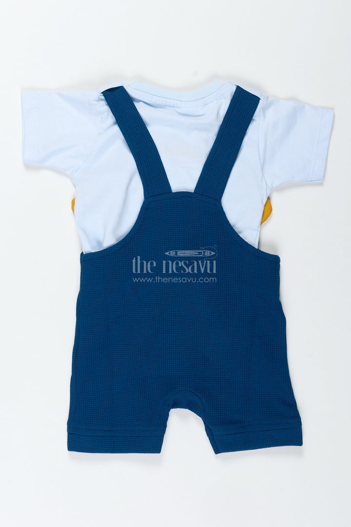 The Nesavu Boys Casual Set Newborn Bear Outfit for Boys in Waffle Knit Cotton with Dog Face Applique and Bold Contrast Tee Nesavu Nesavu Newborn Bear Outfit Boys Waffle Knit Cotton Contrast Tee Bear Applique