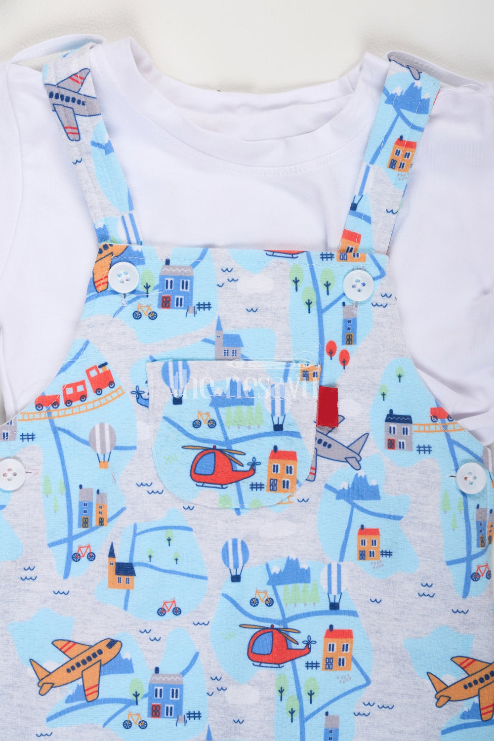 The Nesavu Boys Casual Set Newborn Blue Aeroplane Printed Suspended Dungaree Romper Set Nesavu Newborn Blue Aeroplane Printed Suspended Dungaree Romper Set Nesavu