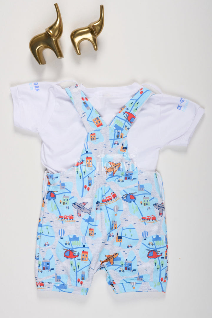 The Nesavu Boys Casual Set Newborn Blue Aeroplane Printed Suspended Dungaree Romper Set Nesavu Newborn Blue Aeroplane Printed Suspended Dungaree Romper Set Nesavu