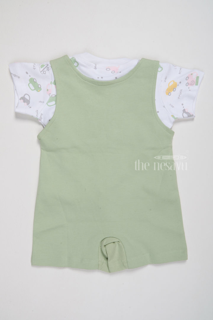 The Nesavu Baby Casual Sets Newborn Clothes Sale Green Car Applique Romper with Printed T-Shirt Nesavu Newborn Clothes Sale Green Car Applique Romper Printed T-Shirt | The Nesavu